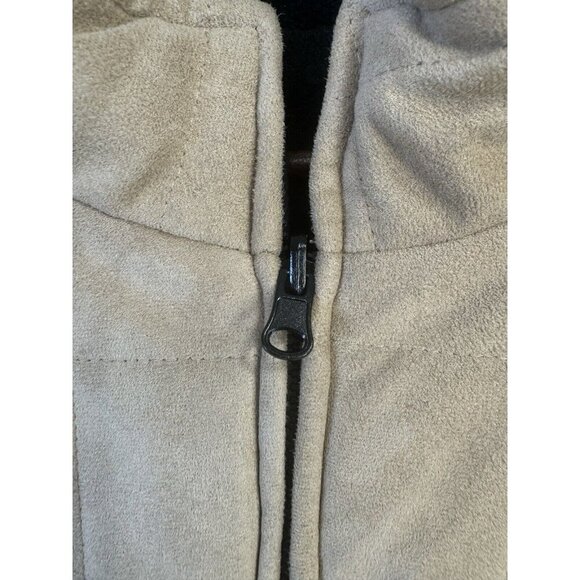 Weather Wear Quilted Faux Suede Puffer Vest Sz M Fleece Lined Tan Black Pockets - Picture 6 of 9